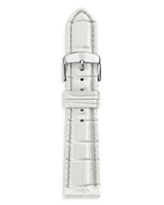 White Croco Embossed Leather Strap by MICHELE
