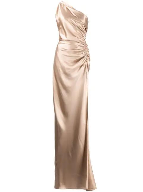 Asym silk gown by MICHELLE MASON
