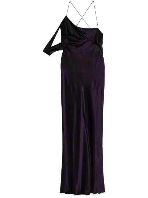 asymmetric design silk gown by MICHELLE MASON