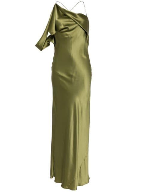 asymmetric design silk gown by MICHELLE MASON