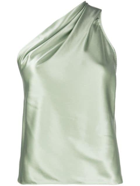 asymmetric halterneck silk top by MICHELLE MASON