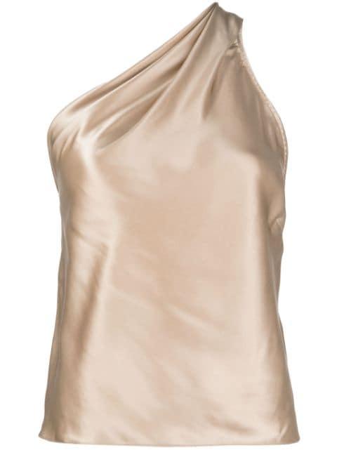 asymmetric halterneck silk top by MICHELLE MASON