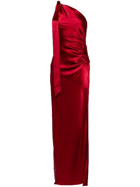 asymmetric silk maxi gown by MICHELLE MASON