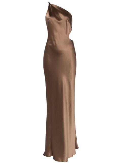 asymmetrical design silk gown by MICHELLE MASON
