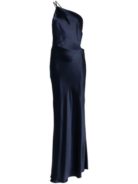 asymmetrical design silk gown by MICHELLE MASON