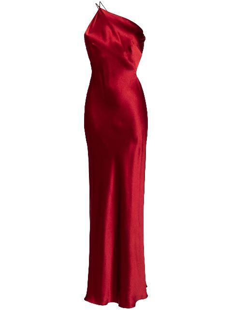 asymmetrical design silk gown by MICHELLE MASON