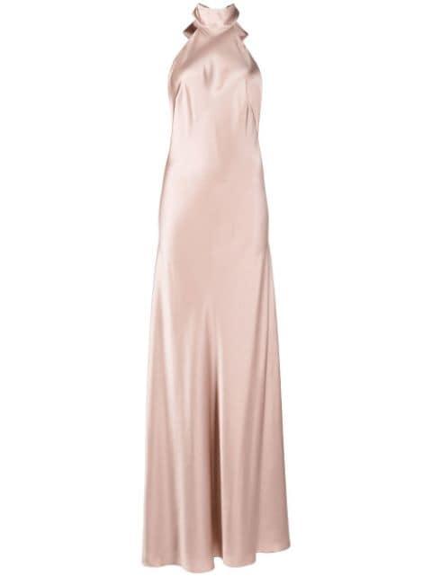 backless halter-neck gown by MICHELLE MASON