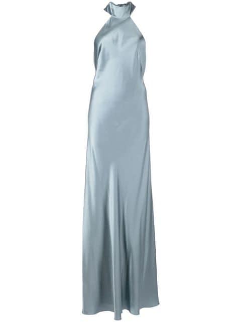 backless halter-neck tie gown by MICHELLE MASON