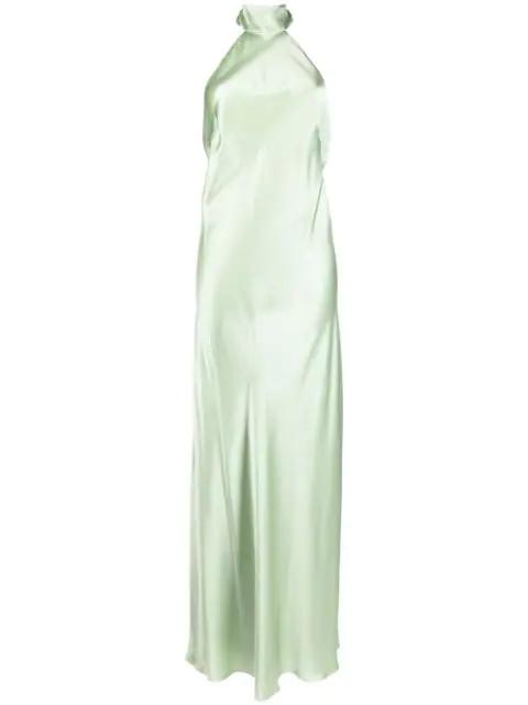 backless halter-neck tie gown by MICHELLE MASON