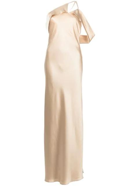 bias-cut one-shoulder gown by MICHELLE MASON