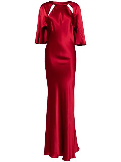 capelet-sleeve gown by MICHELLE MASON