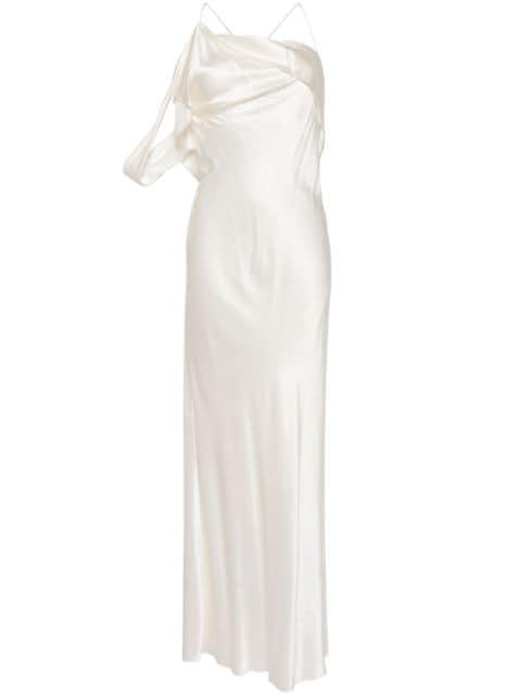 crisscross-back silk dress by MICHELLE MASON