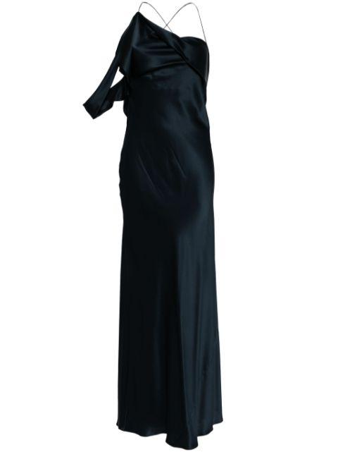crisscross-back silk dress by MICHELLE MASON