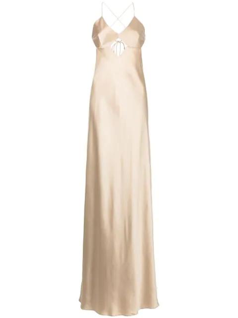 cut-out detail silk gown by MICHELLE MASON