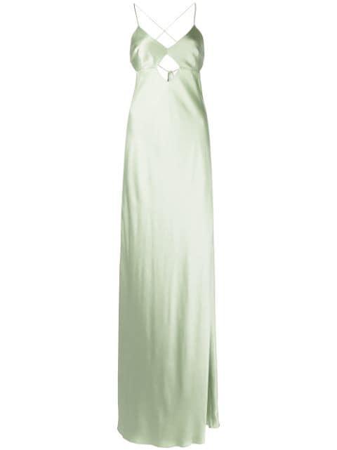 cut-out detail silk gown by MICHELLE MASON