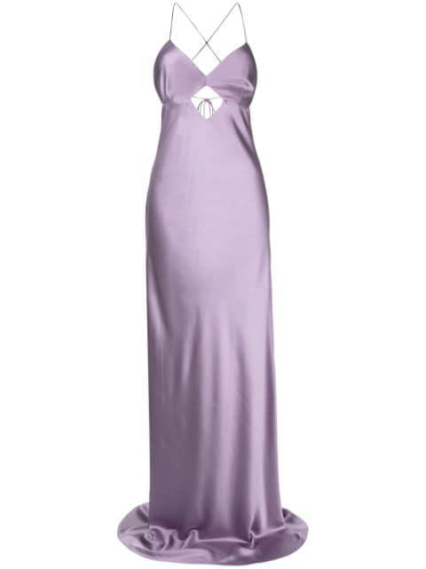 cut out-detail silk maxi dress by MICHELLE MASON