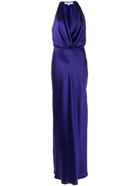 draped-detail halterneck gown by MICHELLE MASON