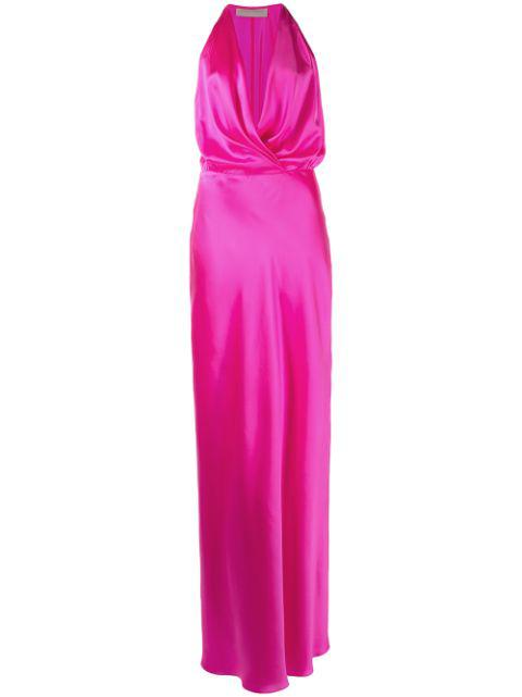 draped-detail halterneck gown by MICHELLE MASON