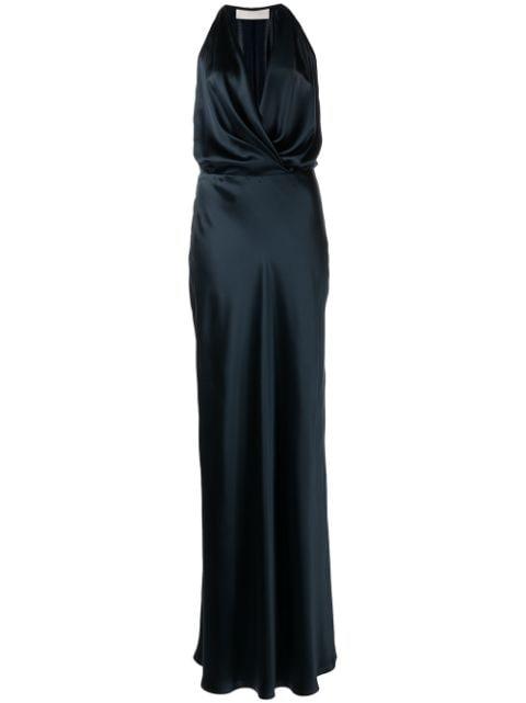 draped-detail halterneck gown by MICHELLE MASON