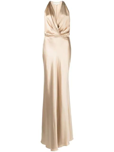 draped halterneck gown by MICHELLE MASON