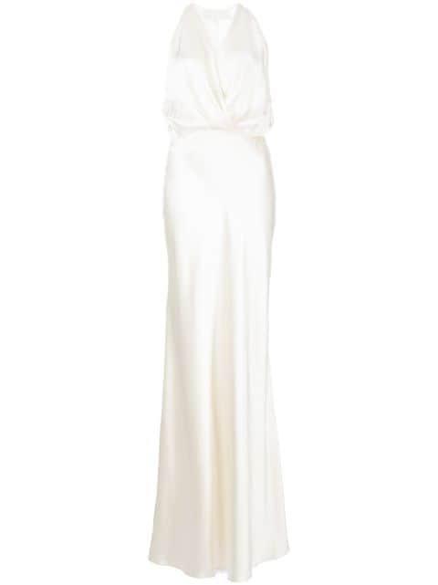 draped halterneck gown dress by MICHELLE MASON