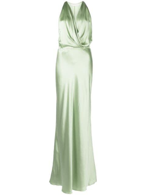 draped halterneck gown by MICHELLE MASON