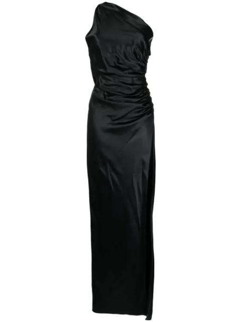 gathered-detail one-shoulder silk gown by MICHELLE MASON