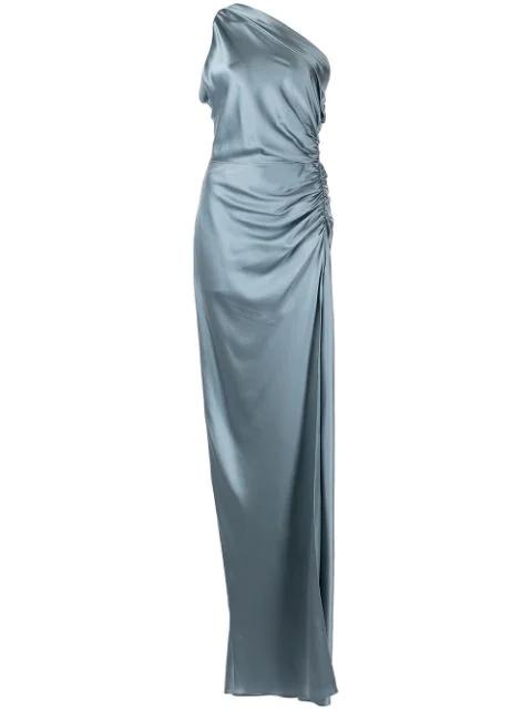 gathered-detail silk gown by MICHELLE MASON