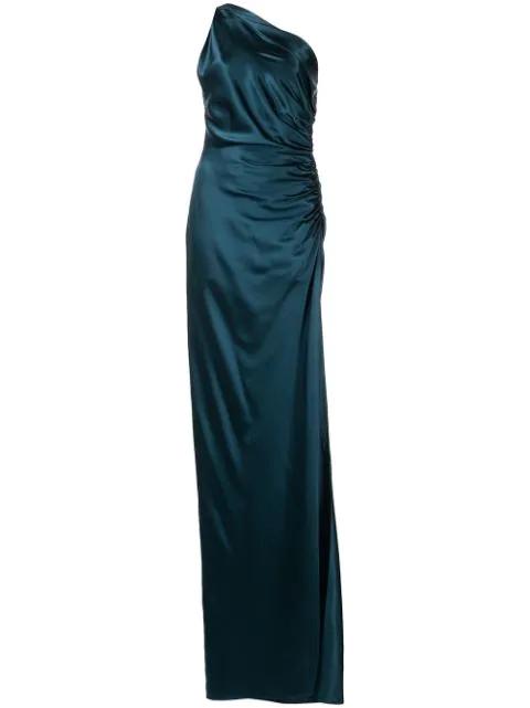 gathered-detail silk gown by MICHELLE MASON