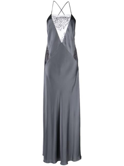 lace detail silk gown by MICHELLE MASON