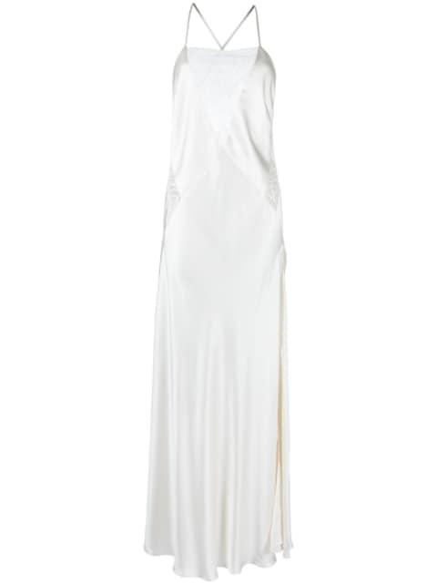 lace-inset gown long sleeveless dress by MICHELLE MASON