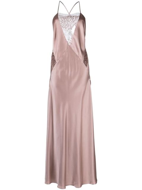 lace-inset gown long sleeveless dress by MICHELLE MASON