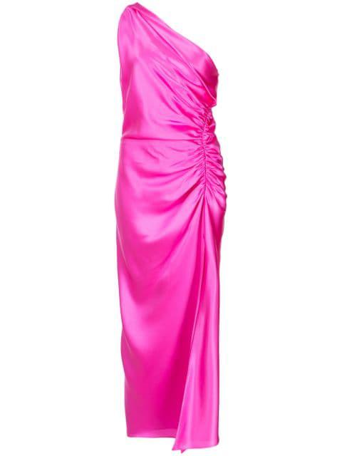 one-shoulder silk dress by MICHELLE MASON