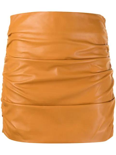 ruched leather mini skirt by MICHELLE MASON
