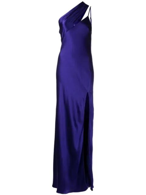 side-slit one-shoulder gown by MICHELLE MASON