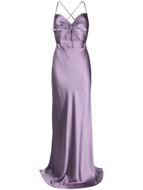 twisted-bodice silk gown by MICHELLE MASON
