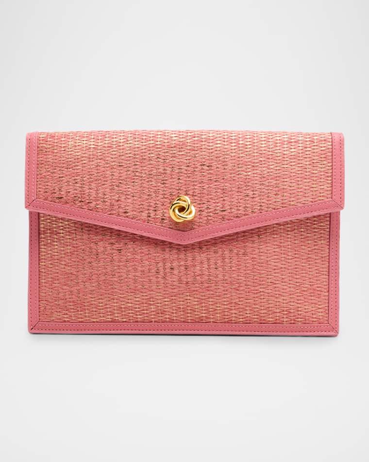 Brick Knot-Embellished Wicker Clutch Bag by MICHELLE WILHITE