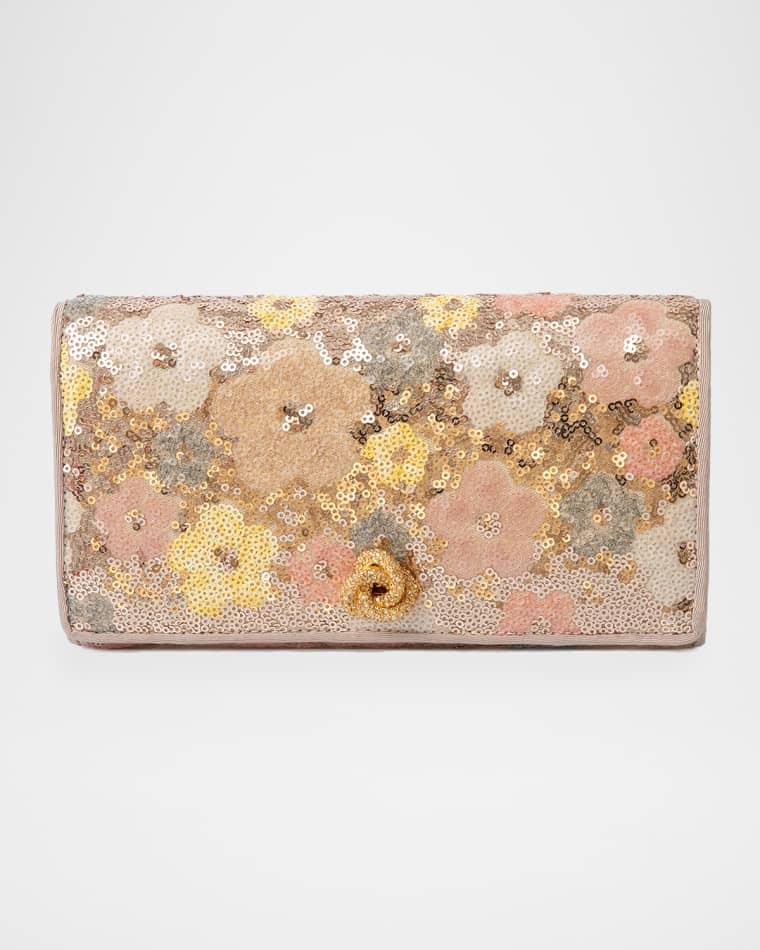 Olivia Sequined Floral Clutch Bag by MICHELLE WILHITE