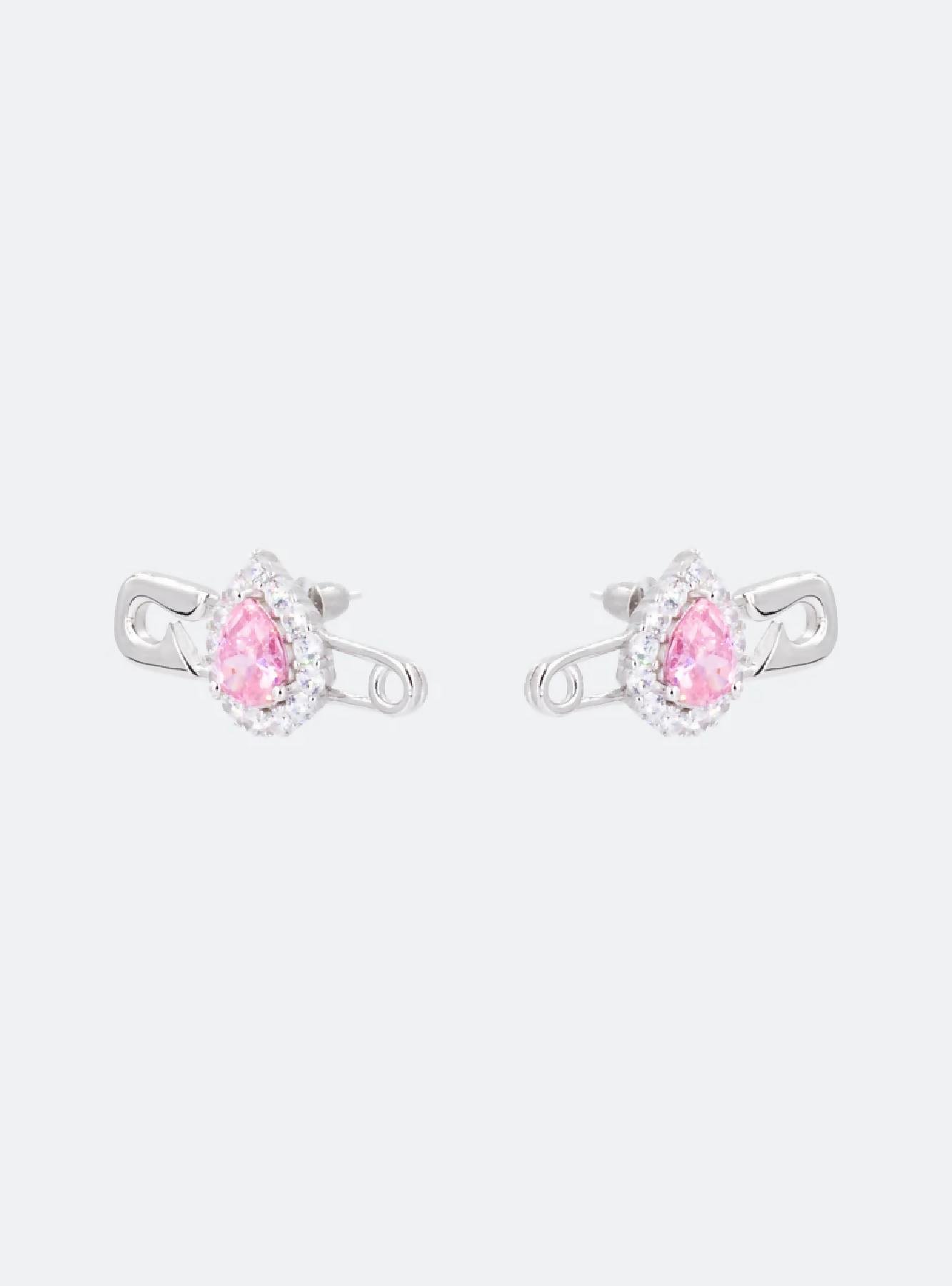 Cocktail safety-pin earrings - Pink by MIDNIGHT FACTORY