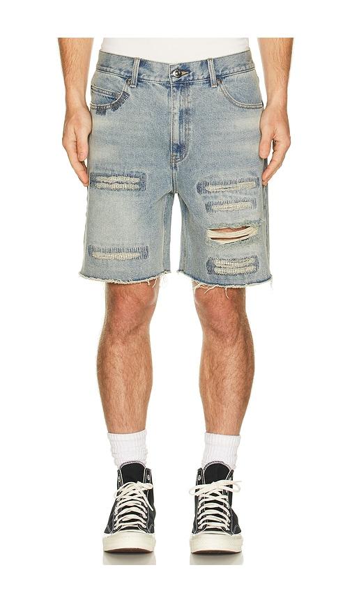 Midnight Rodeo Distressed Denim Shorts in Blue by MIDNIGHT RODEO