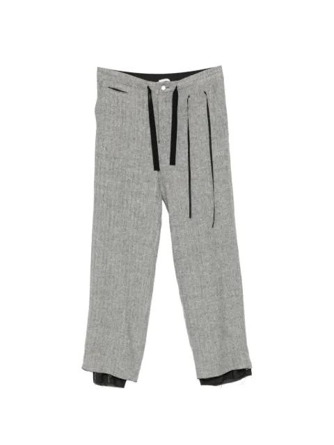 herringbone-pattern layered trousers by MIDORIKAWA