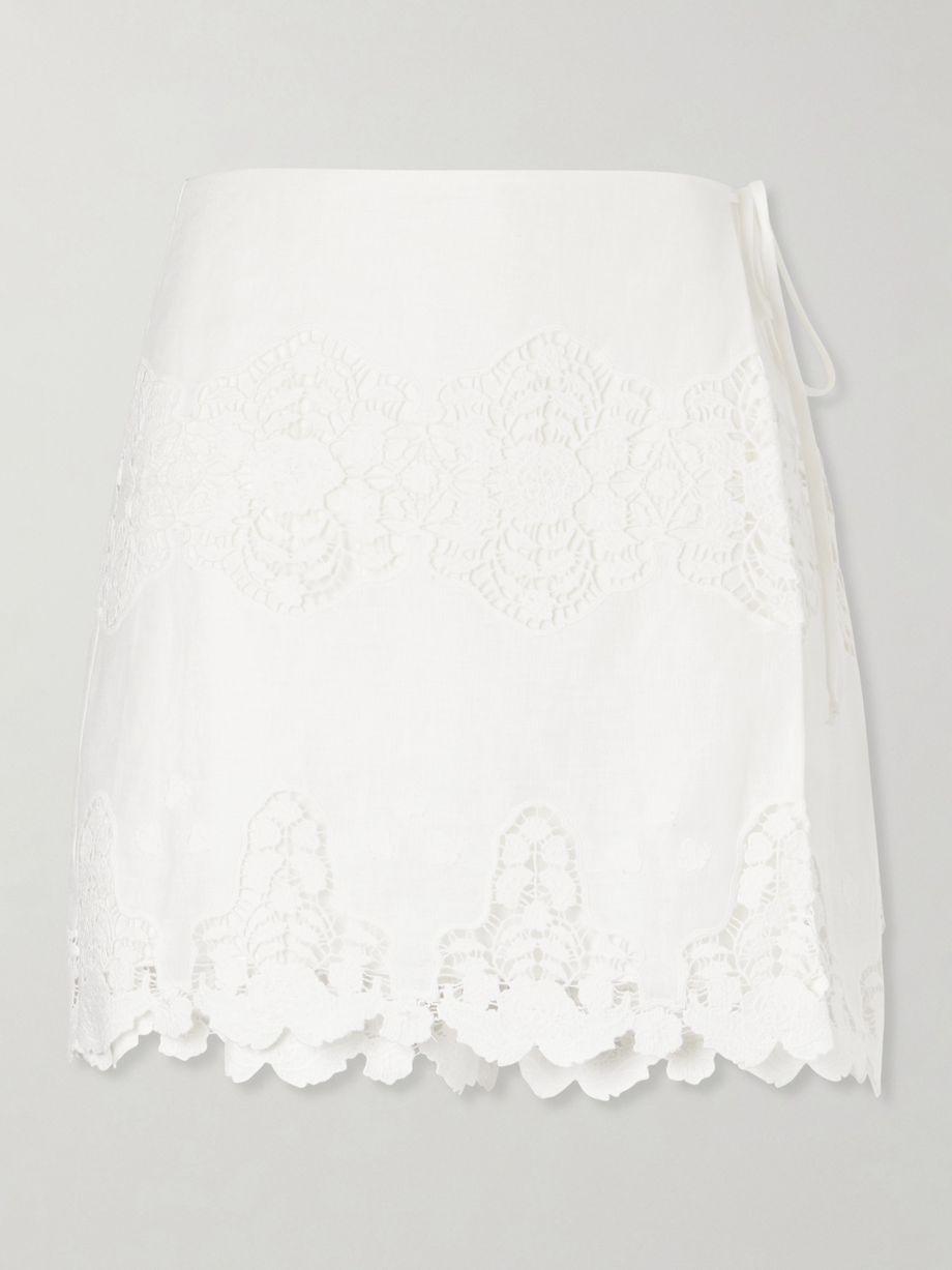 Embroidered cotton and linen-blend skort by MIGUELINA
