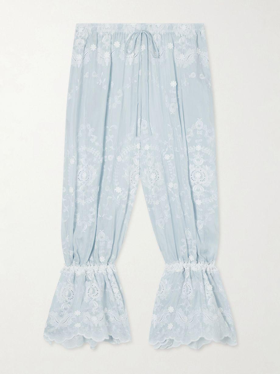 Nell embroidered silk-blend balloon pants by MIGUELINA