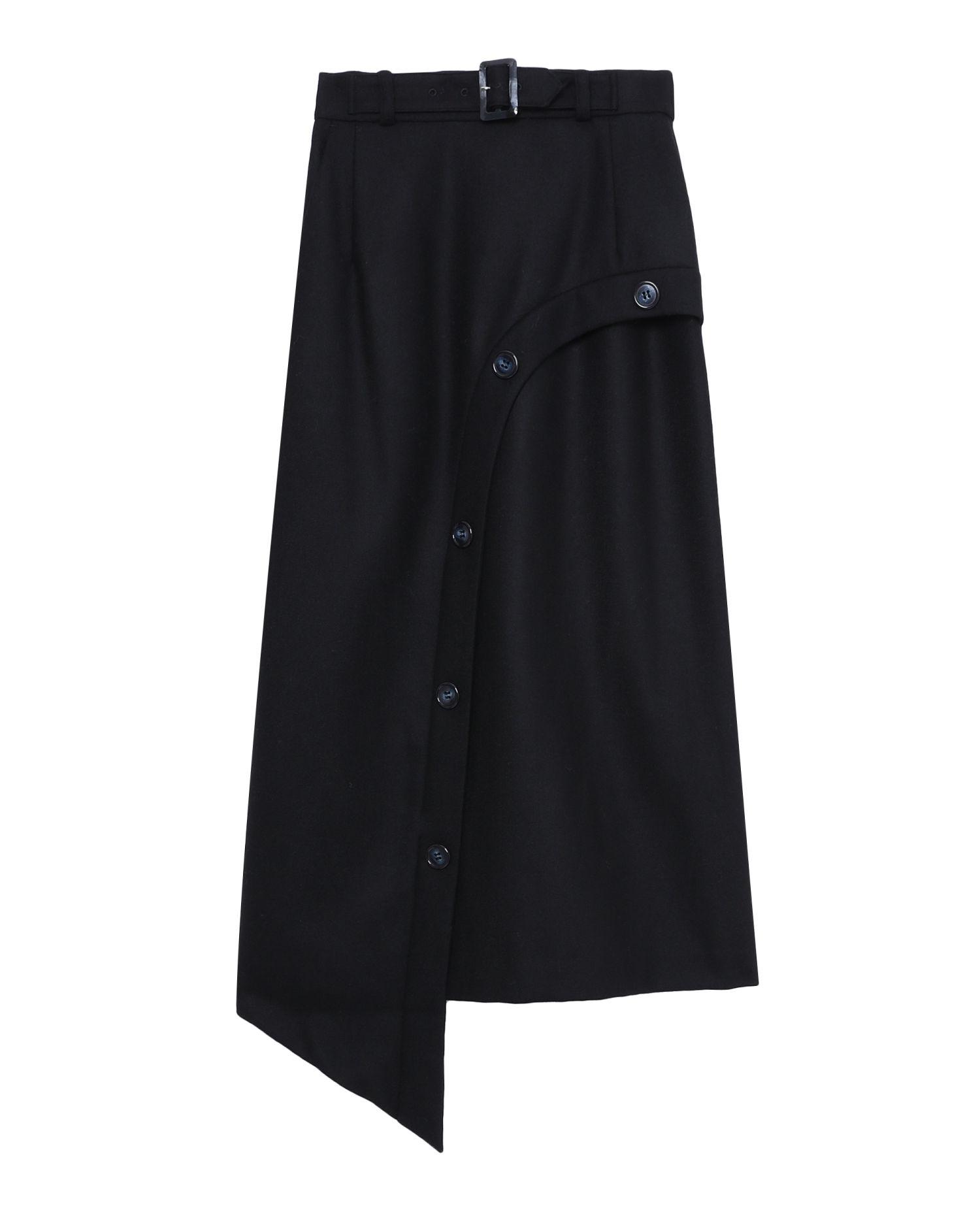 Asymmetry curvy trench skirt by MIKAGE SHIN