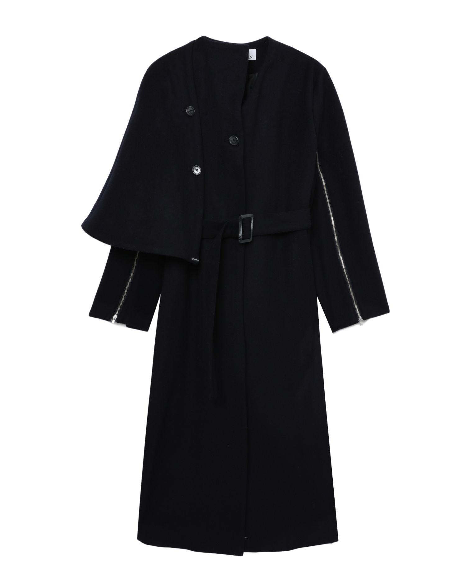 Cape layered zipper trench coat by MIKAGE SHIN