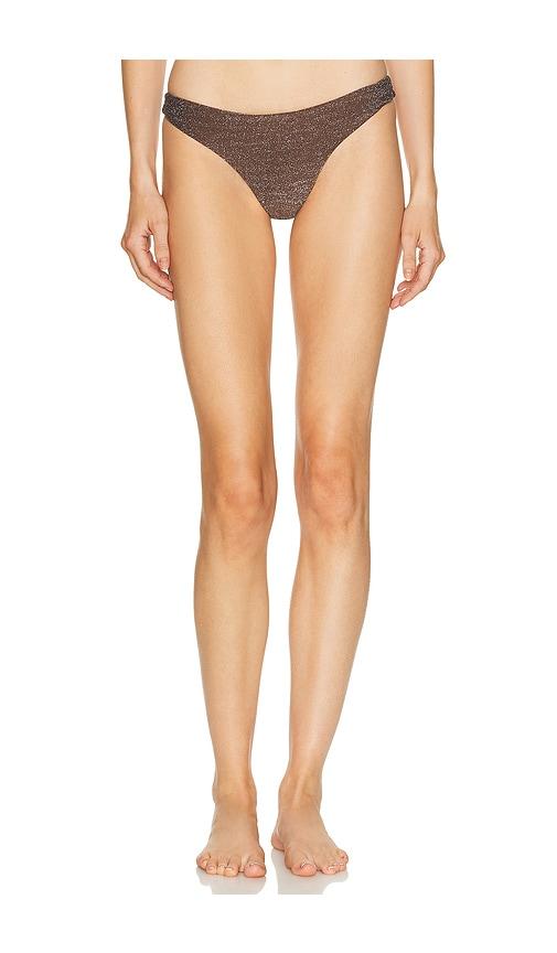 MIKOH Lurex Suva Bikini Bottom in Chocolate by MIKOH