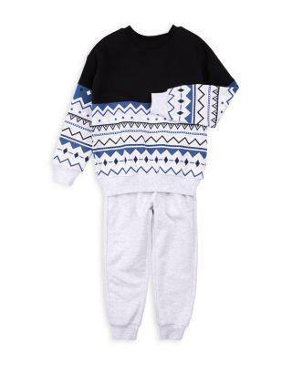Boys' Fleece Fair Isle Sweatshirt & Joggers Set - Baby by MILES THE LABEL Boys' Fleece Fair Isle Sweatshirt & Joggers Set - Baby by MILES THE LABEL