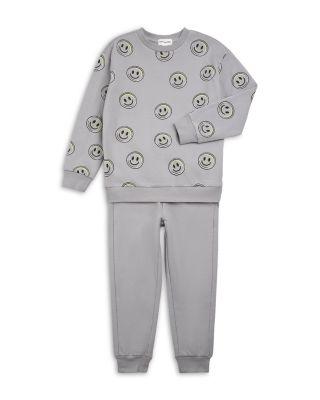 Boys' Two Piece Cotton Blend Smiley Face Jogger Set - Little Kid by MILES THE LABEL