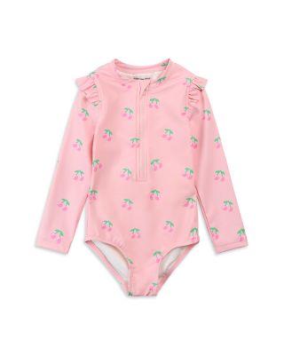 Girls' Cherry Print Rash Guard One Piece Swimsuit - Baby by MILES THE LABEL