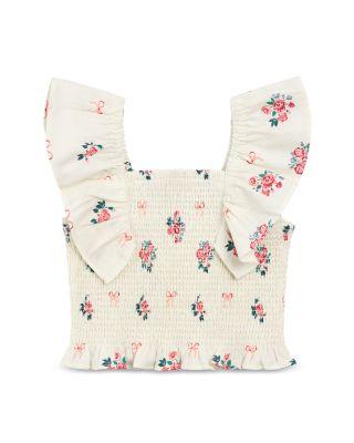 Girls' Flutter Sleeved Smocked Woven Top - Little Kid by MILES THE LABEL